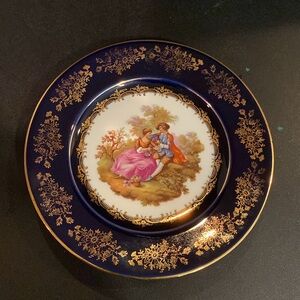 Marquis Porcelaine Limoges Castel France Cobalt Blue Gold Dish